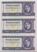 1969. 500Ft (3x) egymás utáni sorszámokkal T:II