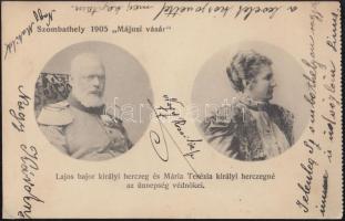 III. Lajos bajor király, Habsburg-Estei Mária Terézia Henrietta főhercegnő a szombathelyi májusi vásár ünnepség védnökei 1905-ben / Ludwig III of Bavaria, Maria Theresa of Austria-Este (r)
