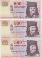 2006. 500Ft "EC" (3x) egymás utáni és egyugrású sorszámmal T:I