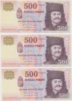 2006. 500Ft "EC" (3x) egymás utáni és közeli sorszámmal T:I