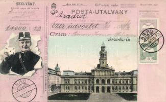 Arad, Városház tér, postautalvány / postal order layout