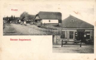 Nagyalmás, Fő utca, Karácsonyi János kereskedése / main street, shop