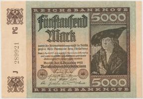 Német Birodalom /Weimari Köztársaság 1922. 5000M T:I-
Germany/Weimar Republic 1922. 5000 Mark C:AU
K...