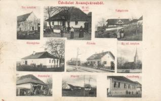 Avasújváros, Izraelita templom, vasútállomás, csendőrség / synagogue, railway station, gendarmerie