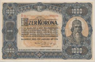 1920. 1000K "Orell Füssli Zürich" T:II (hajtatlan, kis sérülések) Adamo K36