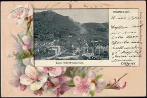 Brassó, girl school, floral, litho (fa)