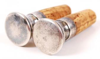 2 db régi ezüstözött dugó parafa dugóval / silver laced cork holder