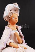 Győrbíró Enikő (1932-1999): Merengő. Festett kerámia, jelzett, sérült, m:20 cm