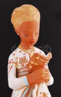 Kovács Margit (1902-1977): Olvasó. Festett kerámia, jelzett, sérült, ragasztott, m:33 cm / Girl with...