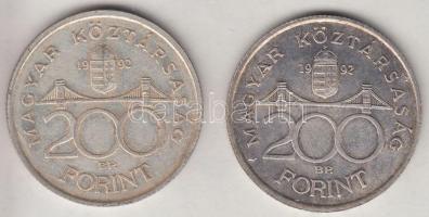 1992. 200Ft Ag "MNB" (2x) T:2 Adamo F13