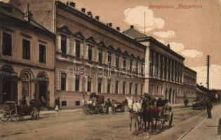 Beregszász, Berehovo; Megyeháza, Spitz Salamon és Heinovits Jakab kereskedései; Engel Jenő kiadása / county hall, shops