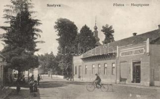 Szolyva, Fő utca, Berger Jenő kereskedése / main street, shop