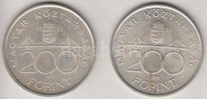 1993. 200Ft Ag "MNB" (2x) T:2 Adamo F13