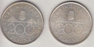 1993. 200Ft Ag "MNB" (2x) T:2 Adamo F13