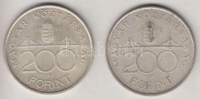 1993. 200Ft Ag "MNB" (2x) T:2 Adamo F13