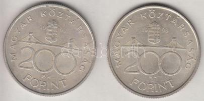 1993. 200Ft Ag "MNB" (2x) T:2 Adamo F13