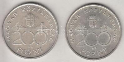 1993. 200Ft Ag "MNB" (2x) T:2 Adamo F13