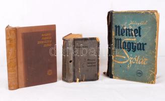 Dr. Király Rudolf: Olasz-magyar és magyar-olasz szótár, Bp., 1941, Szent István Társulat; Magyar-francia szemléltető szótár. Bp., 1959, Terra; Halász Előd: Német-magyar szótár. Bp., 1952, Akadémiai.