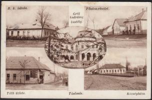 Tóalmás, iskola, Főutca, Tóth üzlete, községháza, gróf Andrássy kastély (EK)