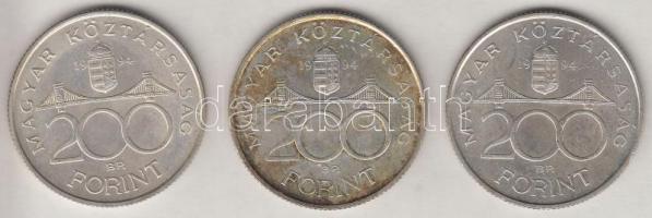 1994. 200Ft Ag "Deák" (3x) T:2 Adamo F13.1