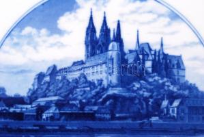 Meisseni dísztányér, máz alatti kék városképpel, jelzett, hibátlan, d:25 cm / Cca 1940 Meissen plate...