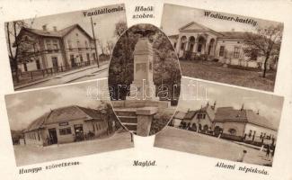 Maglód vasútállomás, Hangya szövetkezet, Wodianer kastély, állami népiskola (ragasztónyom / gluemark)