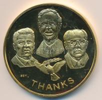 Bognár György (1944-) 1989. "Vasfüggöny / Berlini fal" aranyozott emlékérem (42,5mm) T:PP dísztokban