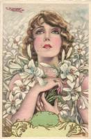 Italian floral art postcard s: Piattoli