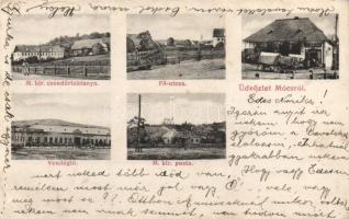 Mócs, Csendőrlaktanya, Fő utca, posta, vendéglő / gendarmerie barracks, main street, post office, restaurant (EK)