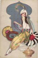 Italian art postcard, Oriental, Chiostri style