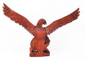 Turul, kézzel faragott, pácolt fa, hibátlan, jelzés nélkül, levehető szárnyakkal, m:51 cm, h:88 cm