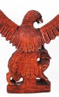 Turul, kézzel faragott, pácolt fa, hibátlan, jelzés nélkül, levehető szárnyakkal, m:51 cm, h:88 cm