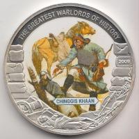 Libéria 2009. 5$ ezüstözött Cu "Nagy Hadvezérek / Dzsingisz kán" T:PP Csak 2000db! Liberia 2009. 5 Dollars silver plated Cu "The Greatest Warlords of History / Chingiss Khaan" T:PP Only 2000 examples!