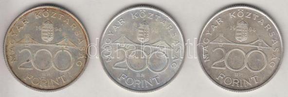 1994. 200Ft Ag "Deák" (3x) T:2 Adamo F13.1