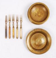 5 db klf réz villa, 2 db réz tálka