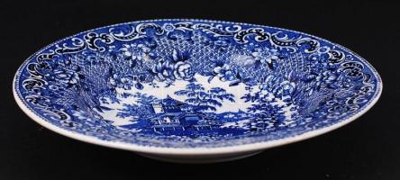 cca 1850 Jelzett angol fajansz mélytányér, apró lepattanással, matricás, d:23 cm