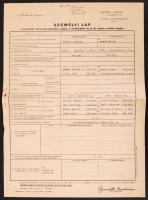 1944 Személyi lap és származási táblázat