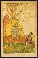 E Kutzer jelzéssel katonai témájú litho kép / Military picture s: E. Kutzer 14x23 cm