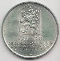 Csehszlovákia 1982. 100K Ag "Ceske Budejovice-i Lóvasút" T:1- Czechoslovakia 1982. 100 Korun Ag "150th Anniversary - Ceske Budejovice Horse Drawn Railway" C:AU Krause KM#107
