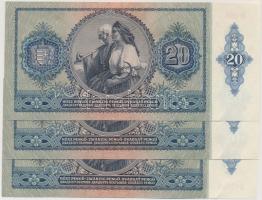 1941. 20P "005" (3x) egymás utáni sorszámmal! T:I