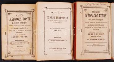 3 db héber imádságos könyv-Mákzor imádságos könyv az év minden ünnepnapjára I., II. és VII. kötet. M...