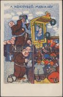 'A könnyező Mária kép' anti-clerical humourous postcard s: Bíró (wet damage)