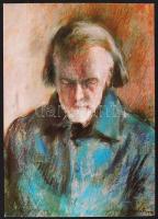 Szalatnyai Gyula festőművész saját kezű aláírása a festményét ábrázoló késpeslapon