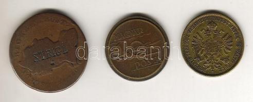 1890. körül "Horváth játékkereskedés" zseton + tantusz + osztrák 1Kr privát "Strigl&q...