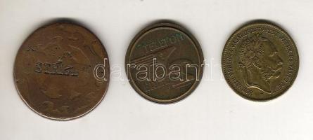 1890. körül "Horváth játékkereskedés" zseton + tantusz + osztrák 1Kr privát "Strigl&q...