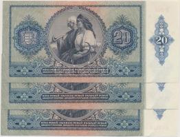 1941. 20P "005" (3x) egymás utáni sorszámmal! T:I