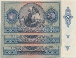 1941. 20P "005" (3x) egymás utáni sorszámmal! T:I