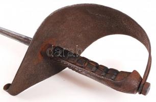 Antik gyakorló vívókard, jelzett, fa markolattal, rozsdás közepes állapotban, m:102 cm