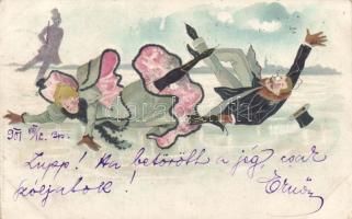 Ice skating accident, litho