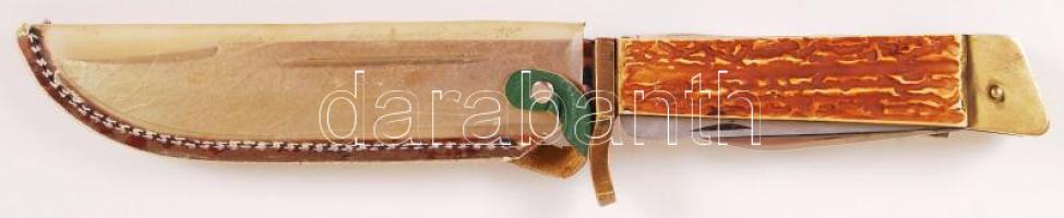 Több funkciós vadász kés, ragasztott, h:27 cm